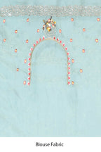 Blue Net Organza Silk Thread Emboidered with Stone Work Saree - Nimaya Benzy | Grocsy