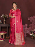 Joban Fashion Pink Floral Banarasi Silk Sarees | Grocsy