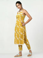 Myshka Women's Yellow Printed Kurta With Trouser | Grocsy