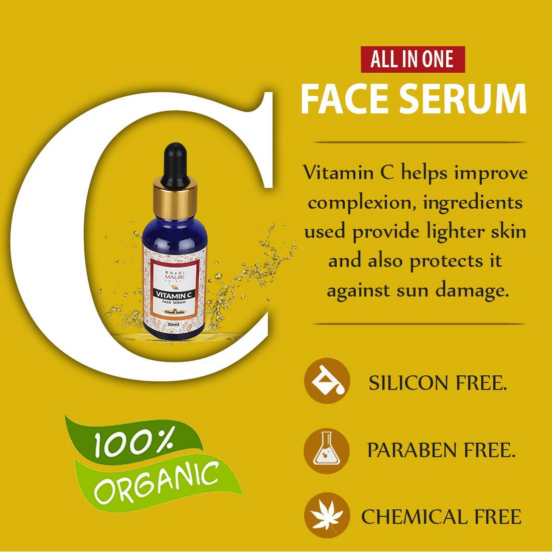 Khadi Mauri Herbal Vitamin C Face Serum | Grocsy