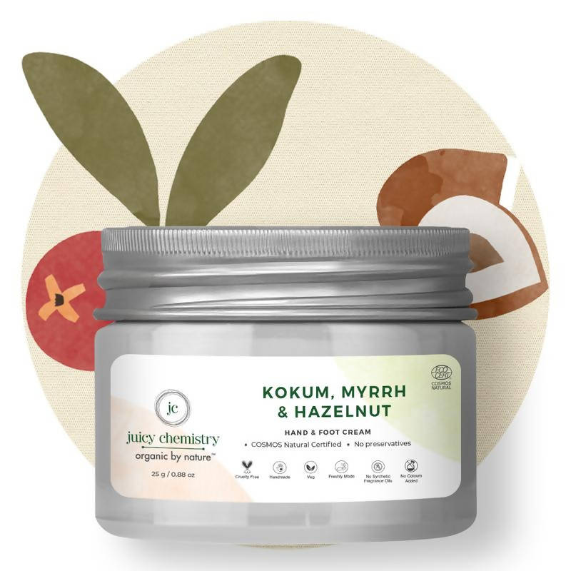 Juicy Chemistry Kokum, Myrrh & Hazelnut Hand & Foot Cream | Grocsy