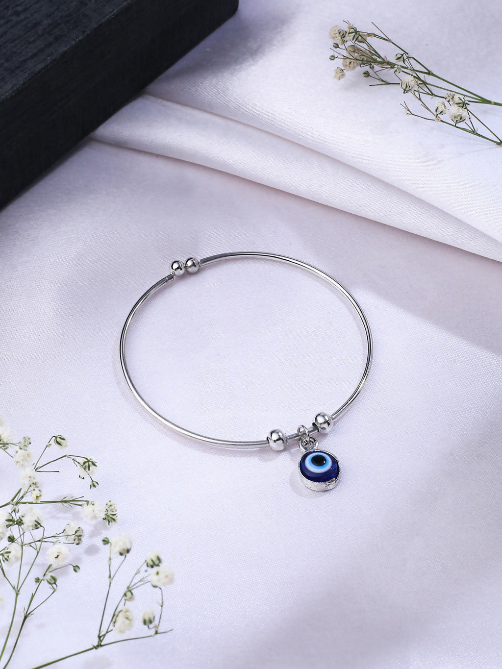 NVR Women Silver Evil Eye Adjustable Bracelet | Grocsy