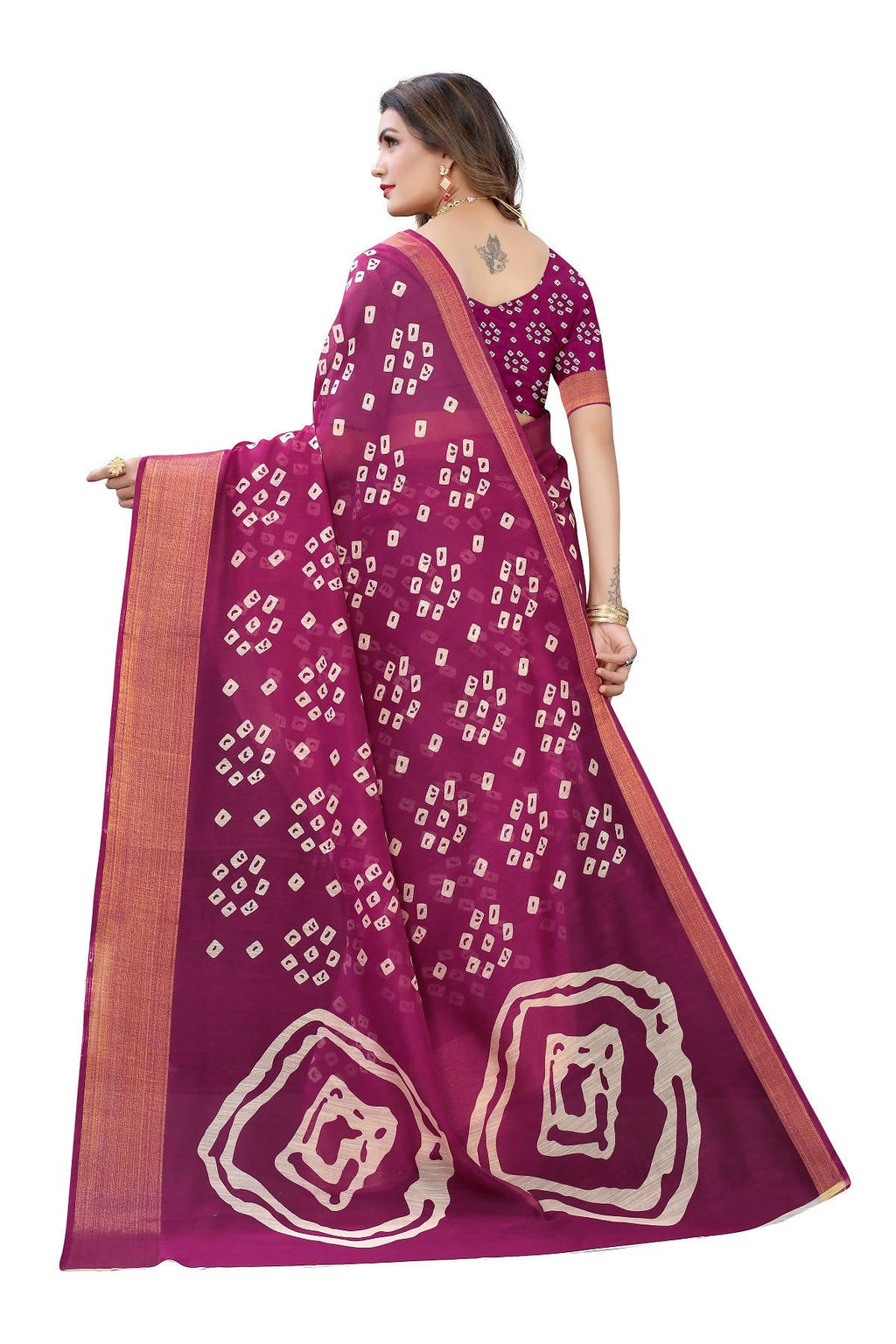 Vamika Purple and Gold Linen Jari Border Saree (RADHIKA PURPLE) | Grocsy