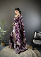 Joban Fashion Purple Meenakari Banarasi Silk Sarees | Grocsy