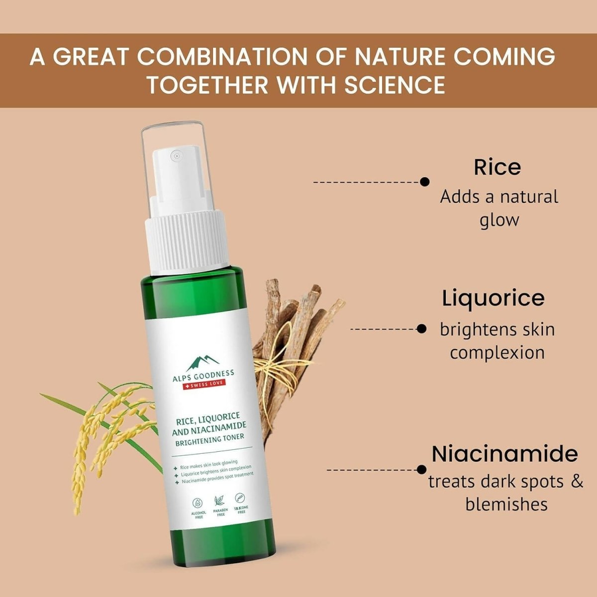 Alps Goodness Rice, Liquorice & Niacinamide Brightening Toner | Grocsy