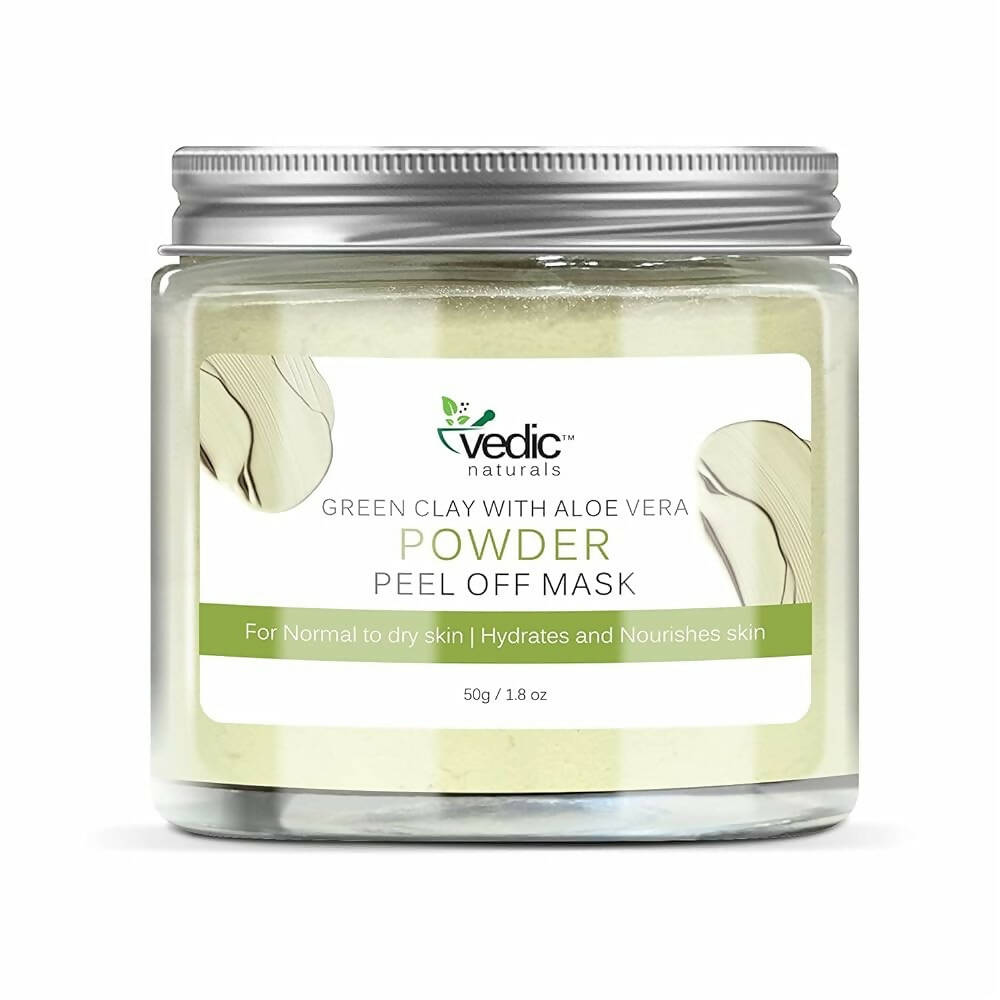 Vedic Naturals Green Clay With Aloe Vera Powder Peel Off Mask | Grocsy
