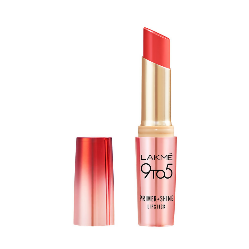 Lakme 9 To 5 Primer + Shine Lipstick - Red Pop | Grocsy