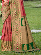 Shree Shyam Fashion Banarasi Silk Pink Saree | Grocsy