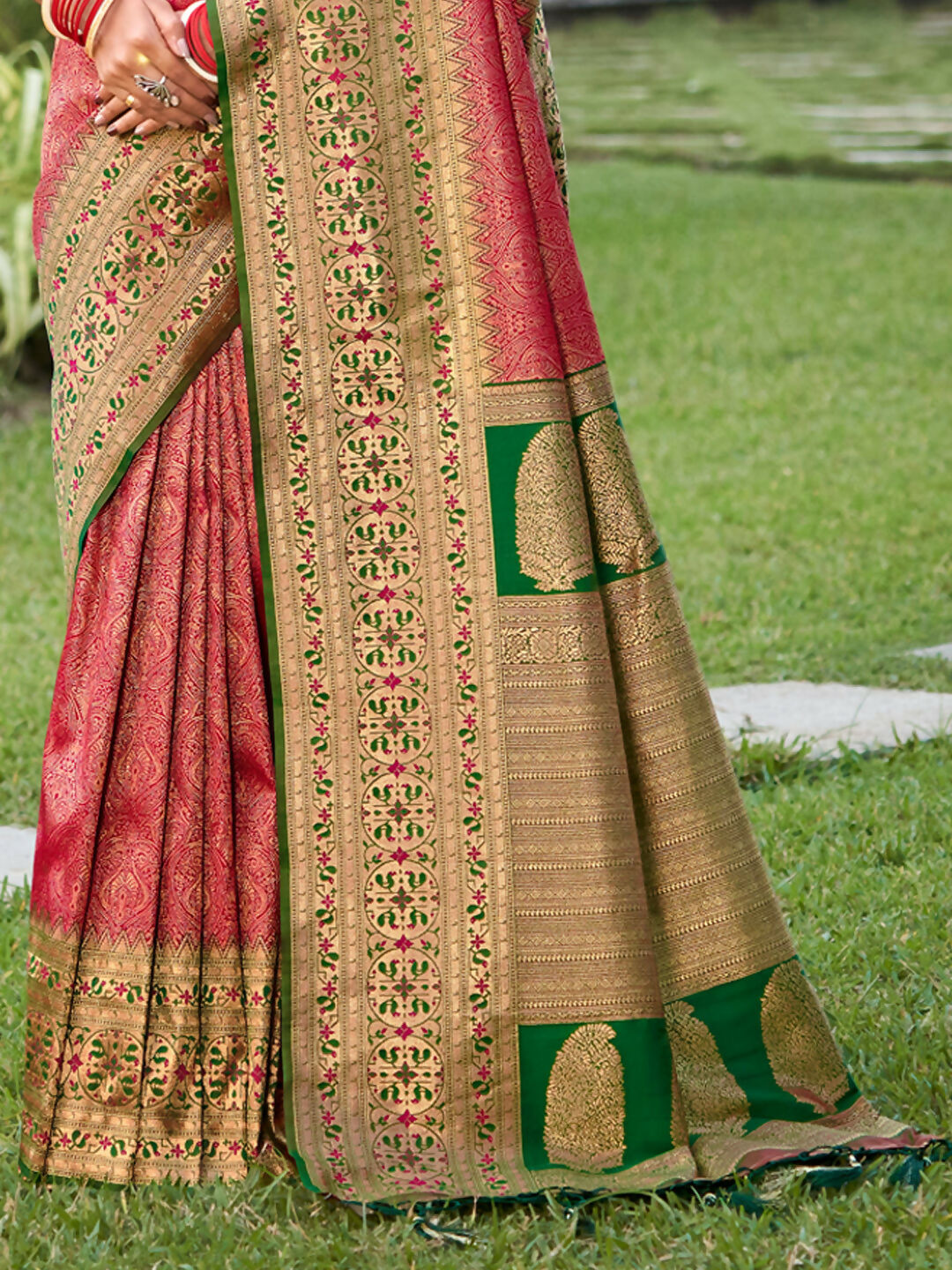 Shree Shyam Fashion Banarasi Silk Pink Saree | Grocsy