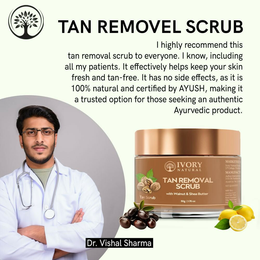 Ivory Natural Tan Scrub , Reduce Tan, Restores Radiant Skin Glow | Grocsy