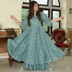 PartyWear Designer Sky Blue Pure Maslin Palazzo Suit - Anbazaar | Grocsy