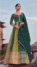 Vastranavya Teal Green Embroidered Sequence work Georgette Anarkali Suit | Grocsy