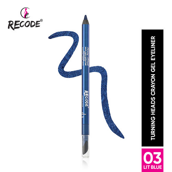 Recode Turning Heads Crayon Gel Eyeliner Cum Kajal Pencil - Lit Blue | Grocsy