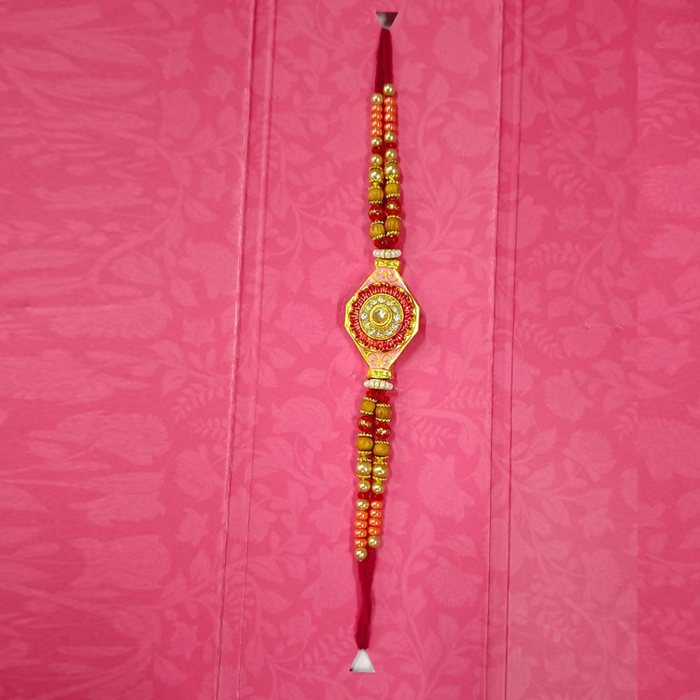 Yellow & Red Design Rakhi | Grocsy