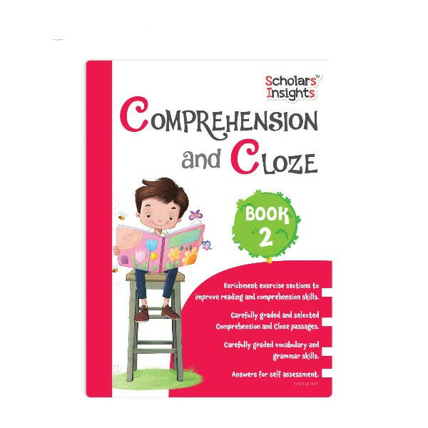 Scholars Insights Comprehension and Cloze Grade 2|English Vocabulary, Grammar Skill Book 2| Ages 7-8 Years | Grocsy