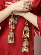 NVR Women's Pack Of 2 Gold-Polished Stone Studded Bridal Layered Kaleera Sets