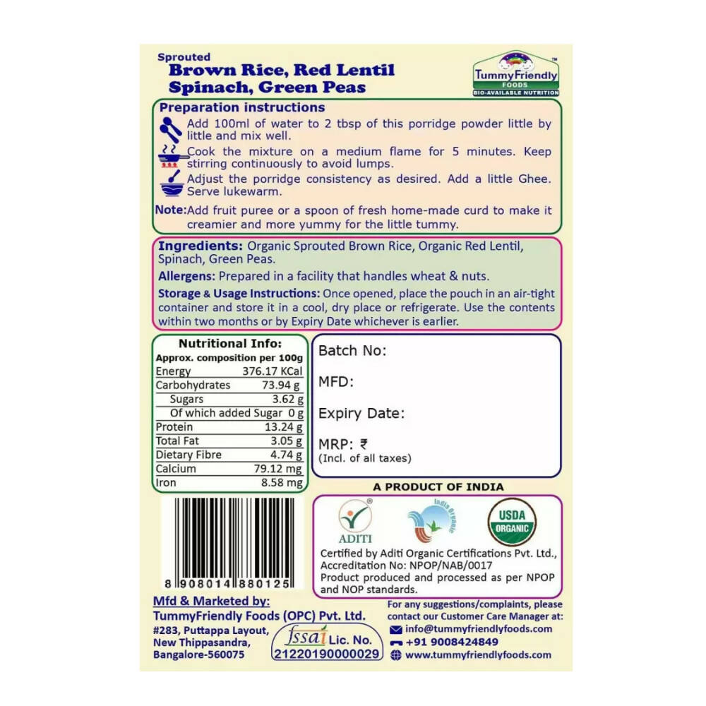TummyFriendly Foods Certified Brown Rice Porridge Mixes - Stage1, Stage2, Stage3 | Grocsy