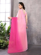 Aafreen Partywear Designer Pink Georgette Fancy Saree | Grocsy