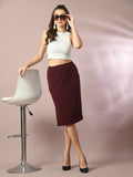 Myshka Women's Brown Solid Knee Length Party Embellished Skirts | Grocsy