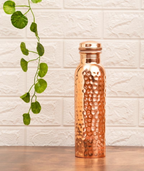Isha Life Hammered Copper Water Bottle - 950 ml | Grocsy