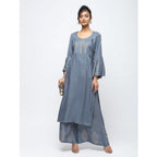 Cheera Flair Kurta With Bell Sleeve Design And Straight Polkadoit Print Plazo | Grocsy