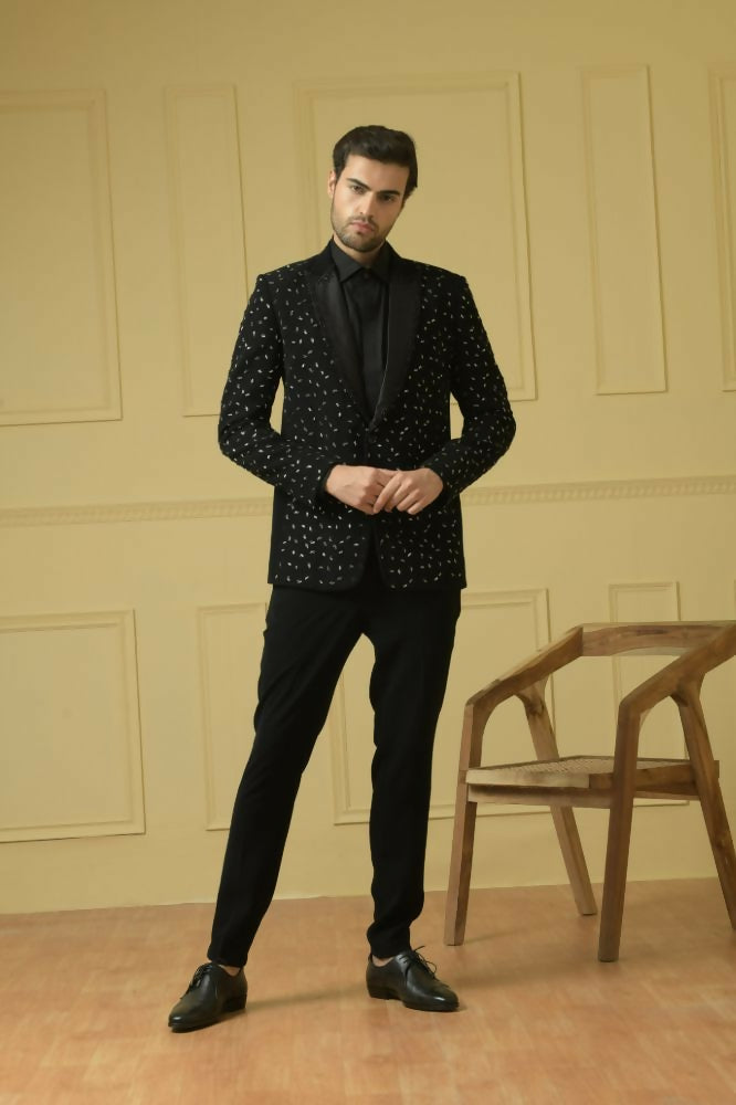 Burgundy Designer Tuxedo With Black Satin Lapels by Hilo Design | Grocsy
