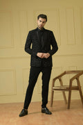 Burgundy Designer Tuxedo With Black Satin Lapels by Hilo Design | Grocsy