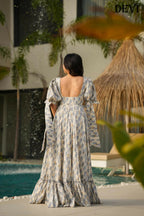 Aayaa Designer Printed Full Flared Gown - Multi Color | Grocsy