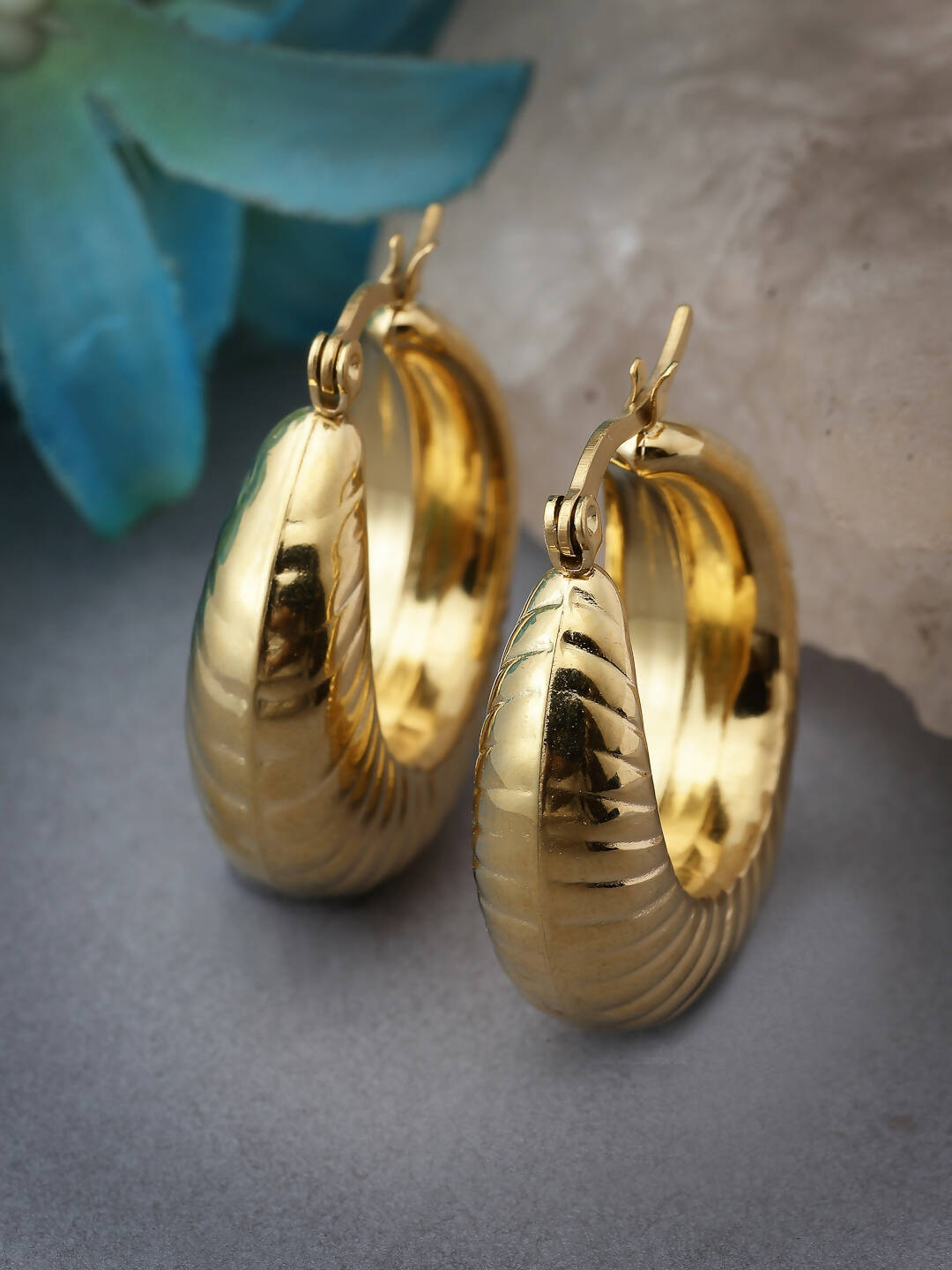 NVR Women Gold Circular Hoop Earrings | Grocsy