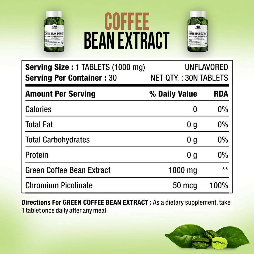 BM Wellness Green Coffee Bean Extract Tablets | Grocsy