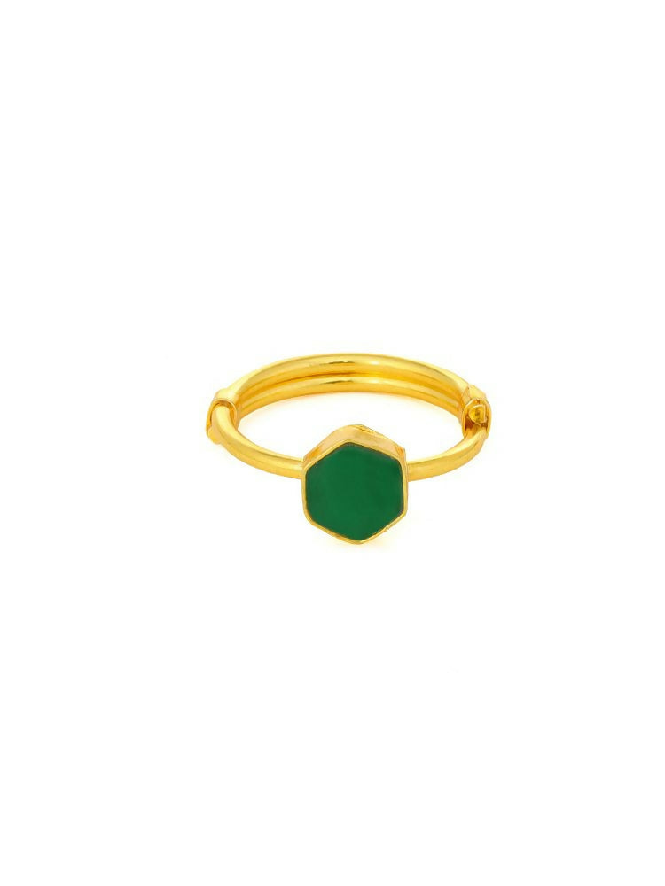 Natural Stone Green Hexagon Ring - Ruby Raang | Grocsy