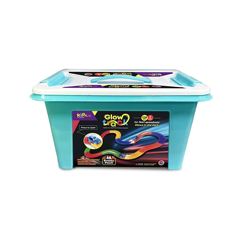 Kipa 2 Magic Race car with 238 Bend Flex and Glow Tracks, Plastic Magic 14 Feet Long Flexible Tracks Car Play Set for Kids (Multi Color) | Grocsy