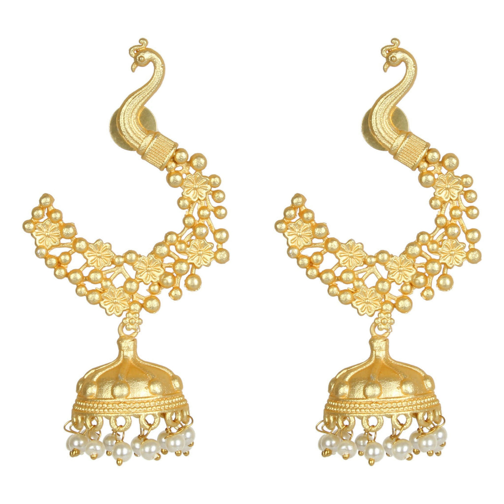 Joban Fashion Women Matte Gold Brass Jhumka | Grocsy