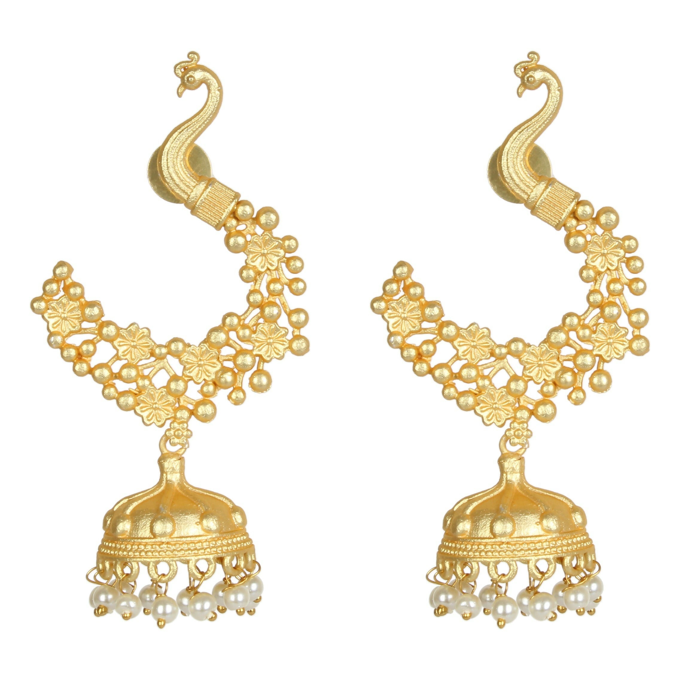 Joban Fashion Women Matte Gold Brass Jhumka | Grocsy