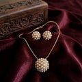 Jewel City Antique Gold Plated White Pearl Pendant Set With Earrings |Festival Jewelry | Grocsy