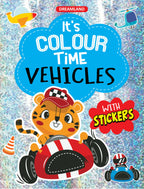 Dreamland Vehicles- It's Colour time with Stickers : Children Drawing, Painting & Colouring Book | Grocsy