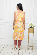 Myshka Multi Floral Women Cotton Straight Round Neck Kurtas | Grocsy