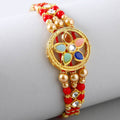 Flower Design Kundan Rakhi and Cadbury Silk Chocolates | Grocsy