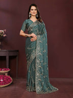Ai Fashion Grey Rangoli Silk Embroidery Party Wear Saree | Grocsy