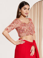 Joban Fashion Off White Cotton Padded Blouse With Sweetheart Neck Elbow Sleeves | Grocsy