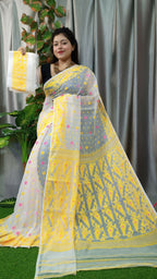 Exclusive Collection Off White Beautiful Jamdani Collection Saree | Grocsy