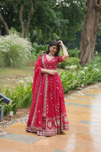 Vastranavya Designer Heavy Sequins & Thread Embroidered work Lehenga Choli - Red | Grocsy