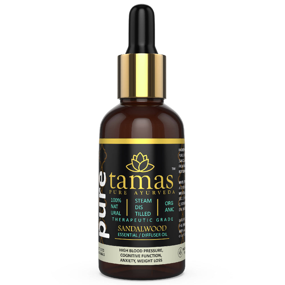 Tamas Pure Ayurveda 100% Organic Sandalwood (Santalum Album) Essential Oil - USDA Certified Organic | Grocsy