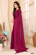 Aafreen Partywear Designer Pink Satin Chiffon Fancy Saree | Grocsy