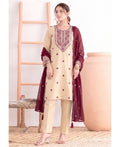 KC Khadi Cotton White Suit With Pink Dupatta 3 Piece Pair For Women | Grocsy