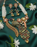 Jewel City Peacock Antique Necklace Set | Grocsy