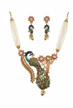 Jewel City Peacock Antique Necklace Set | Grocsy
