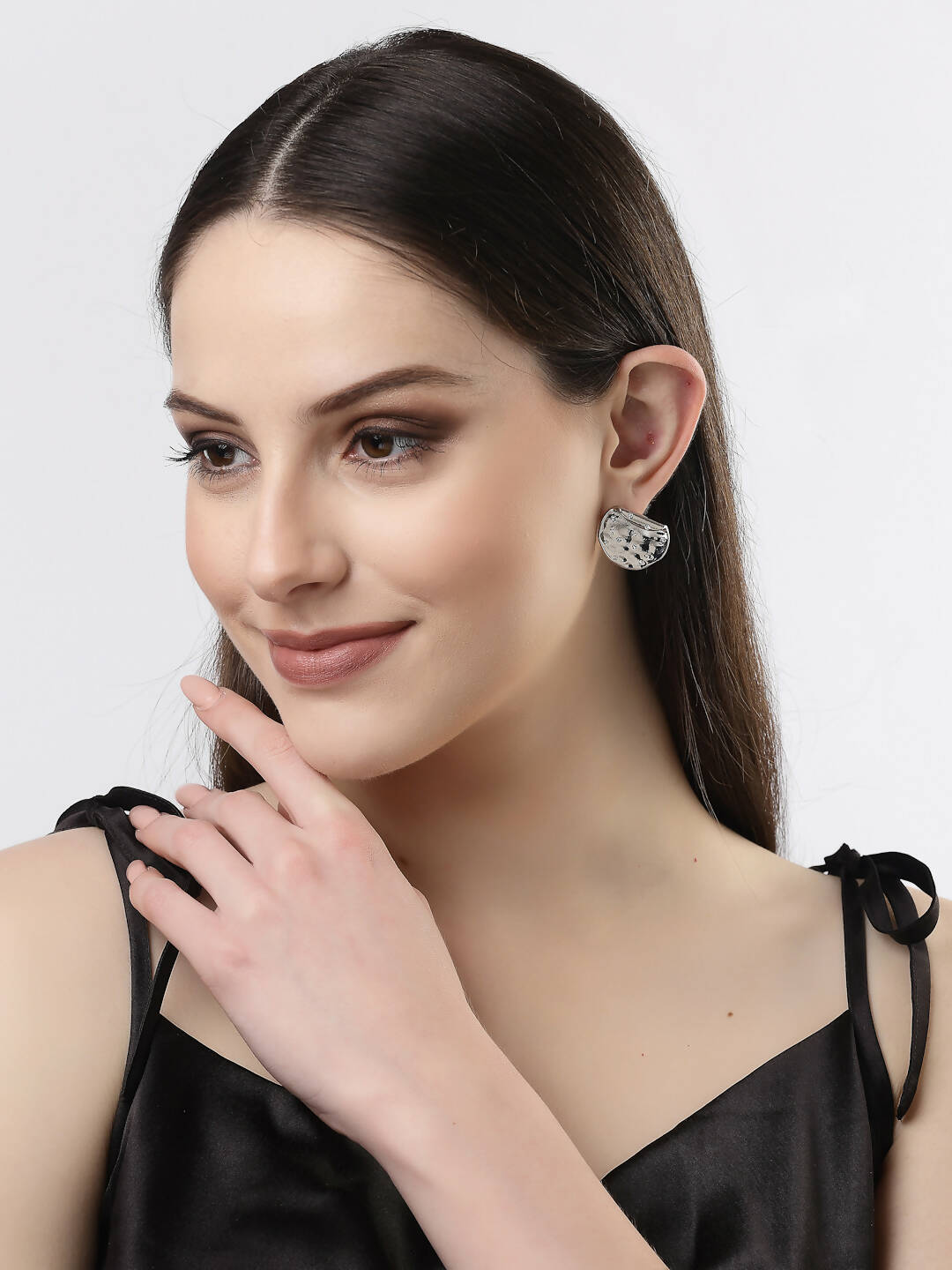NVR Women Silver-Plated Contemporary Studs Earrings | Grocsy