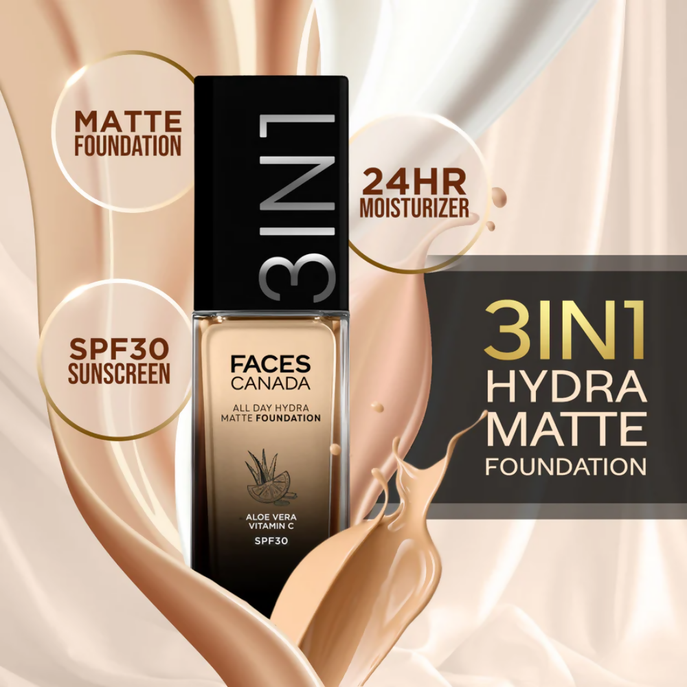 Faces Canada All Day Hydra Matte 3 in 1 Foundation - Warm Natural 021 | Grocsy