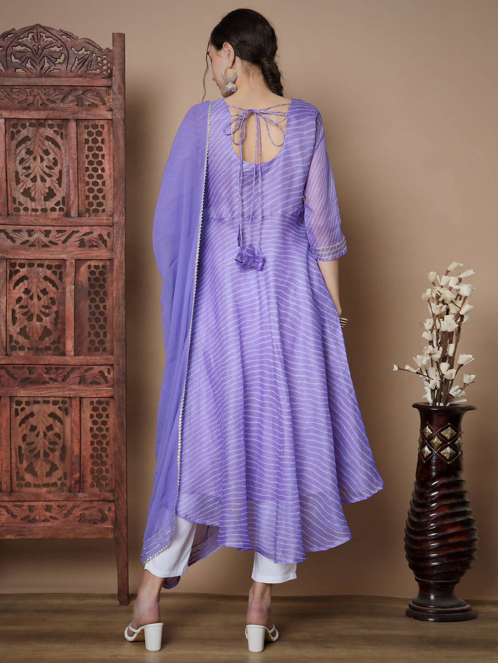 Myshka Women's Purple Anarkali Kurta & With Dupatta | Grocsy